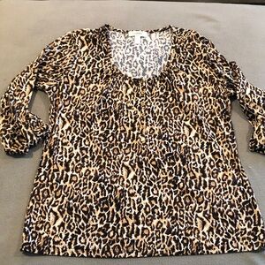 Women's 3/4 Sleeve Leopard Print Blouse Size Large